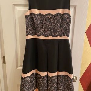 Tahari dress. Light pink & black. Lace is black print but looks real. Size 10.